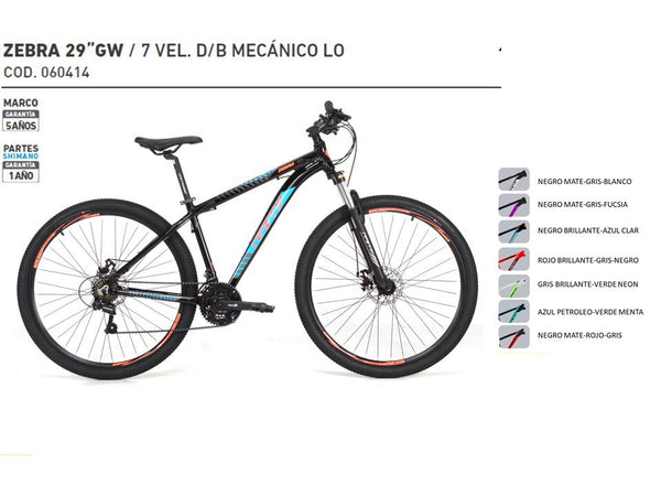 Bicicleta de Montaña GW Zebra 29 7V DB